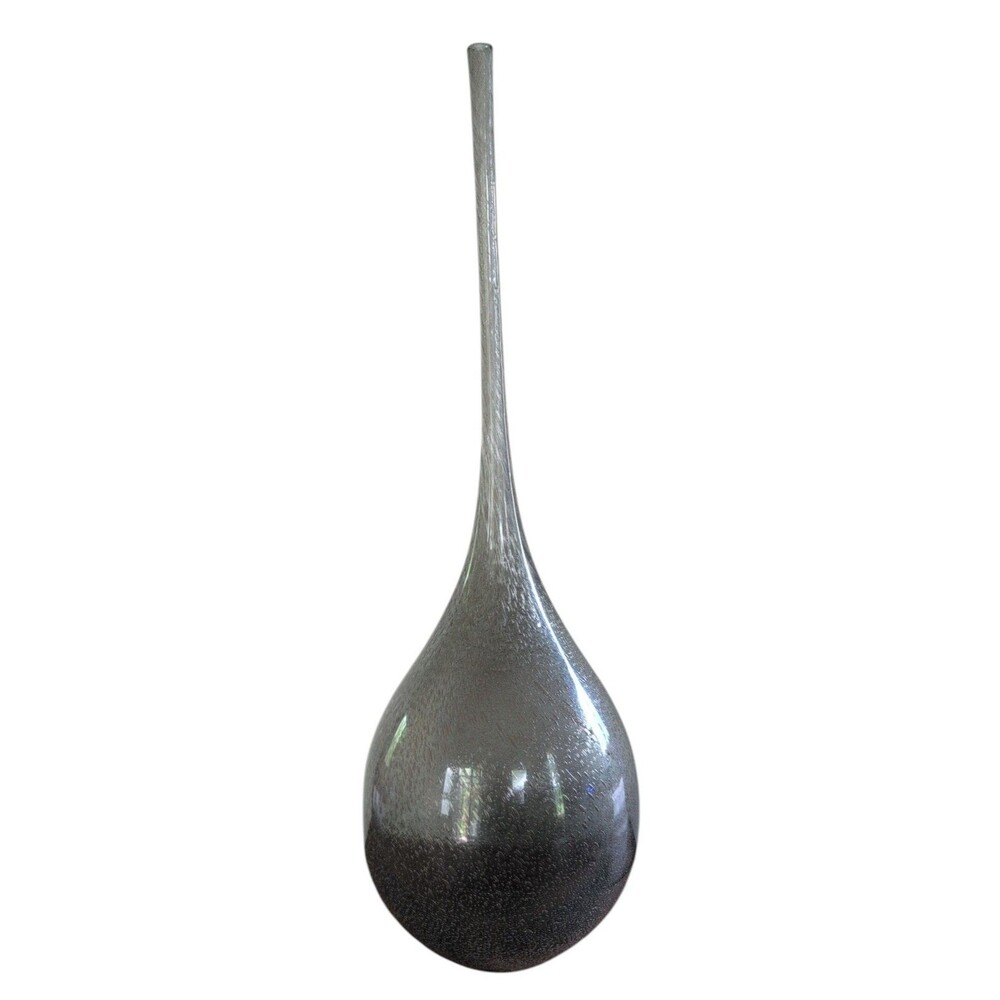 Possible Maurice Marinot Smoke and Tears Art Glass Vase 20" Smoky Gray Bubbles